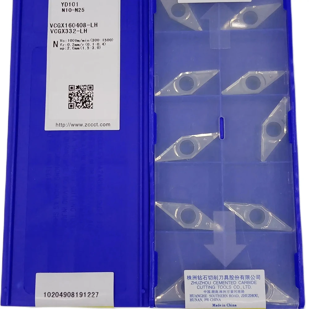 

ZCC VCGX160408-LH YD101 YBG102 Turning tools insert for processing aluminum VCGX 332 LH 10PCS/BOX VCGX160408