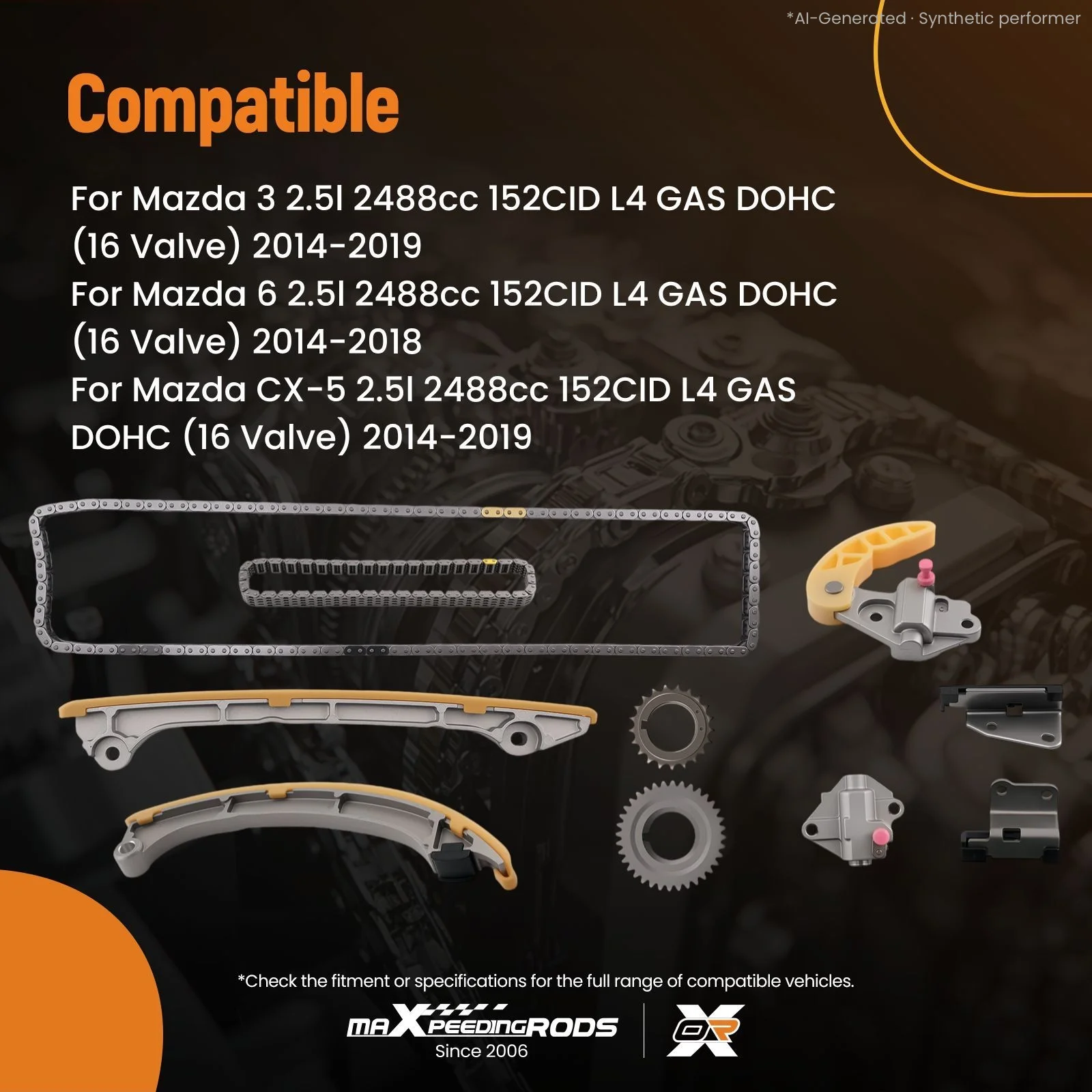 Front Timing Chain Set for Mazda 6/CX-5/CX-9 2.5L 14-19 PE02-11-314 DOHC