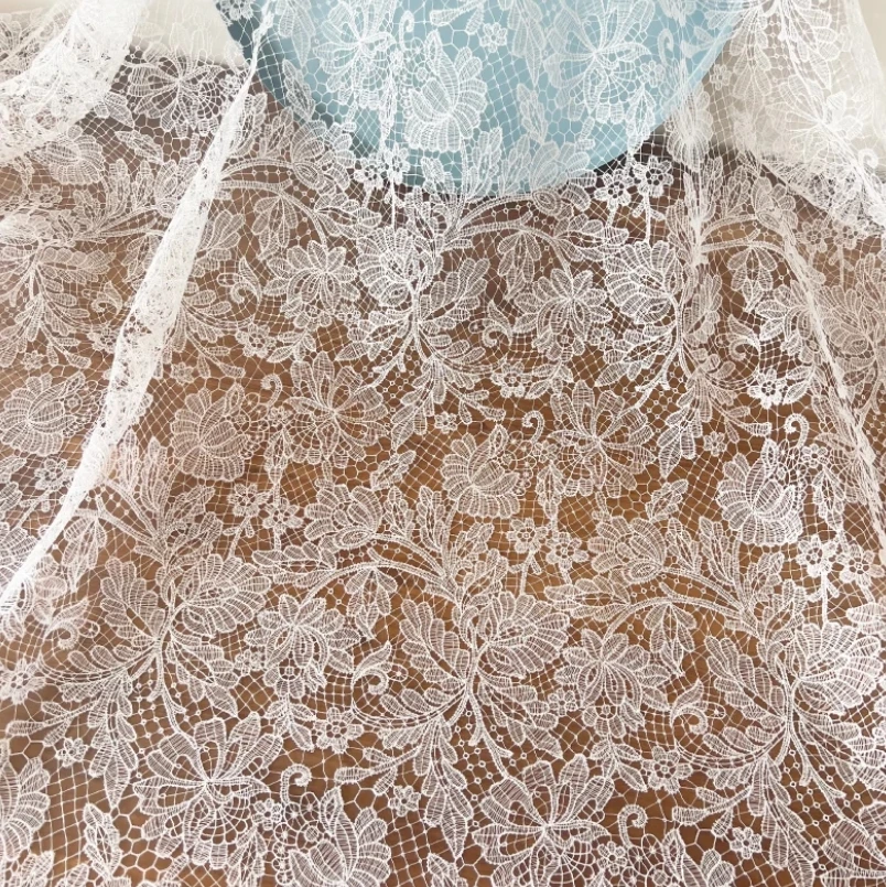 Fine Off White Fish Thread Wedding Lace Fabric, Hollow European and American Dress, Dress Accessories