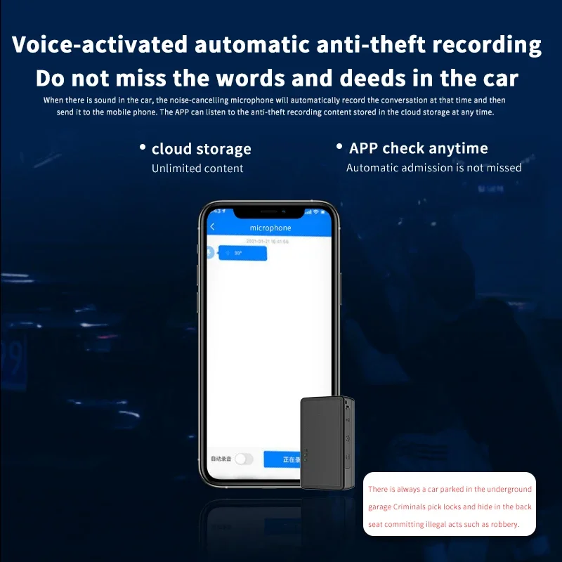 Registrazione ad attivazione vocale Sistema di posizionamento globale 4g Tracker Vibrazione Geofence Allarme Dispositivo di precisione personale per auto