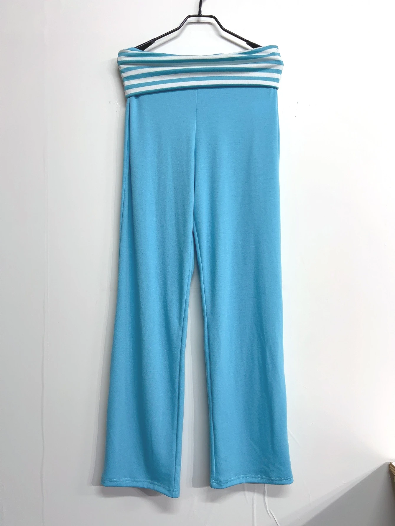 Y2K Damenmode, gestreifte, lässige Pyjamahose, Loungehose, elastisch, doppellagig, niedrige Taille, lange Schlafanzughose – Detail 4