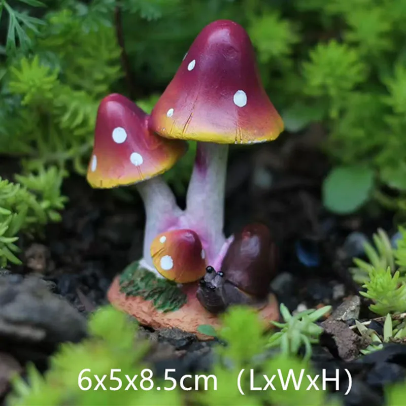 1 pc 8 cm Hohe Garten Hof Ornament Outdoor Garten Kunst Harz Pilz Tier Figurine Haus Garten Dekoration