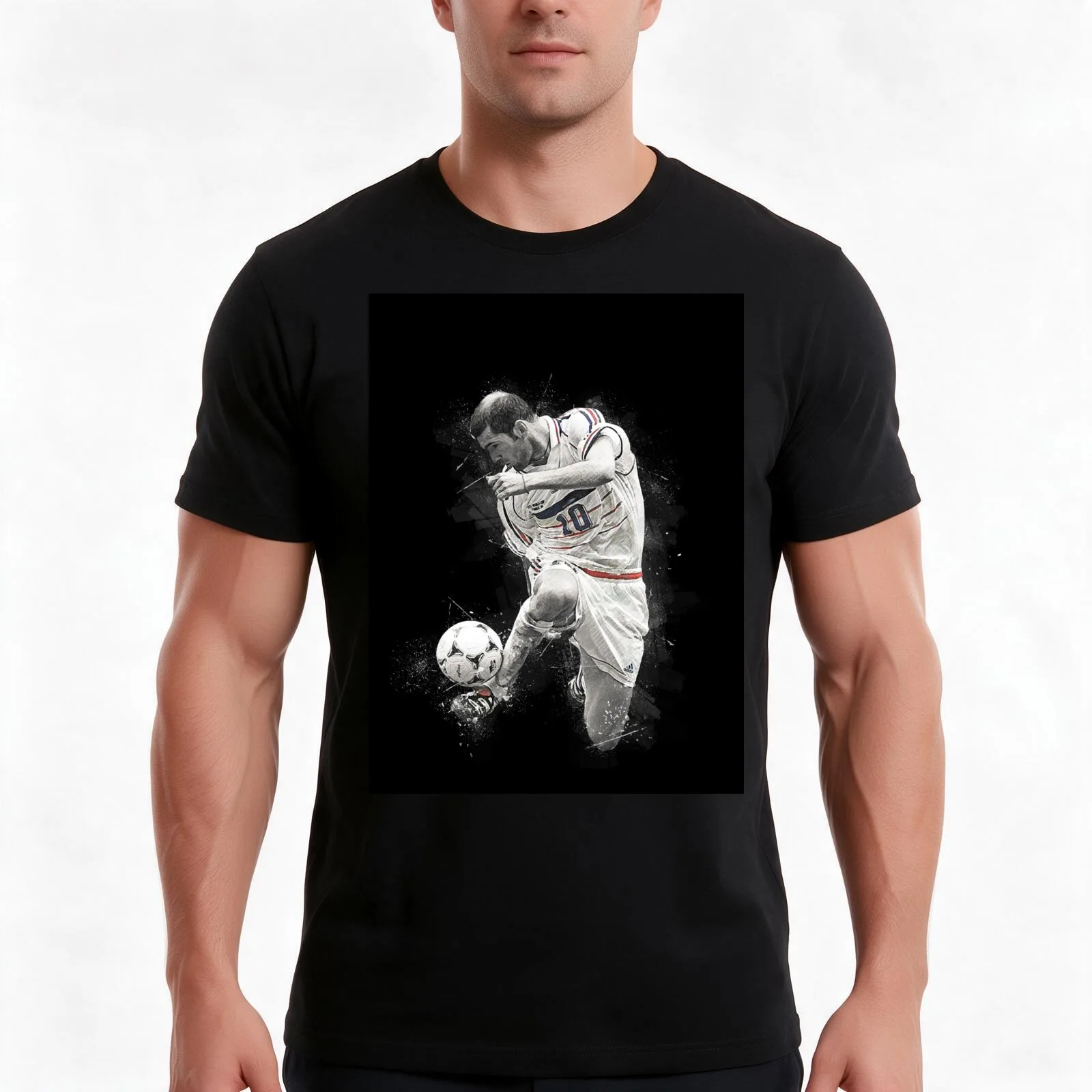 Zinédine Zidane 1#030422 T-Shirt, Summer Casual Cotton Tee, Oversized Streetwear Tops, Vintage Graphic Print, Unisex Men Women
