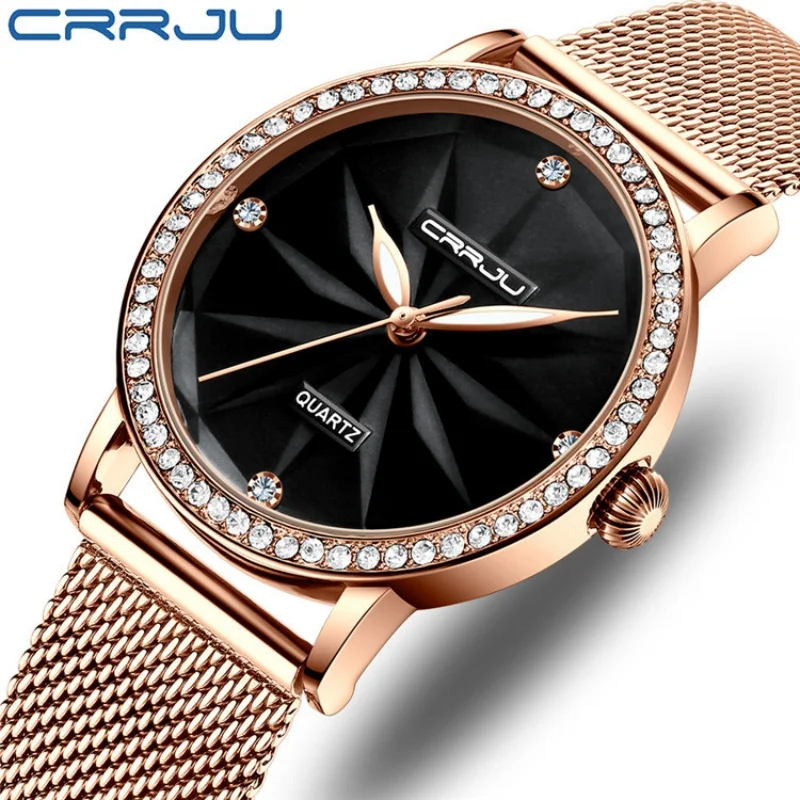 

CRRJU 2171 Fashion Women Quartz Watch Simple Elegant Diamond Classic Waterproof Elegant Ladies Watches relojes para damas Gifts