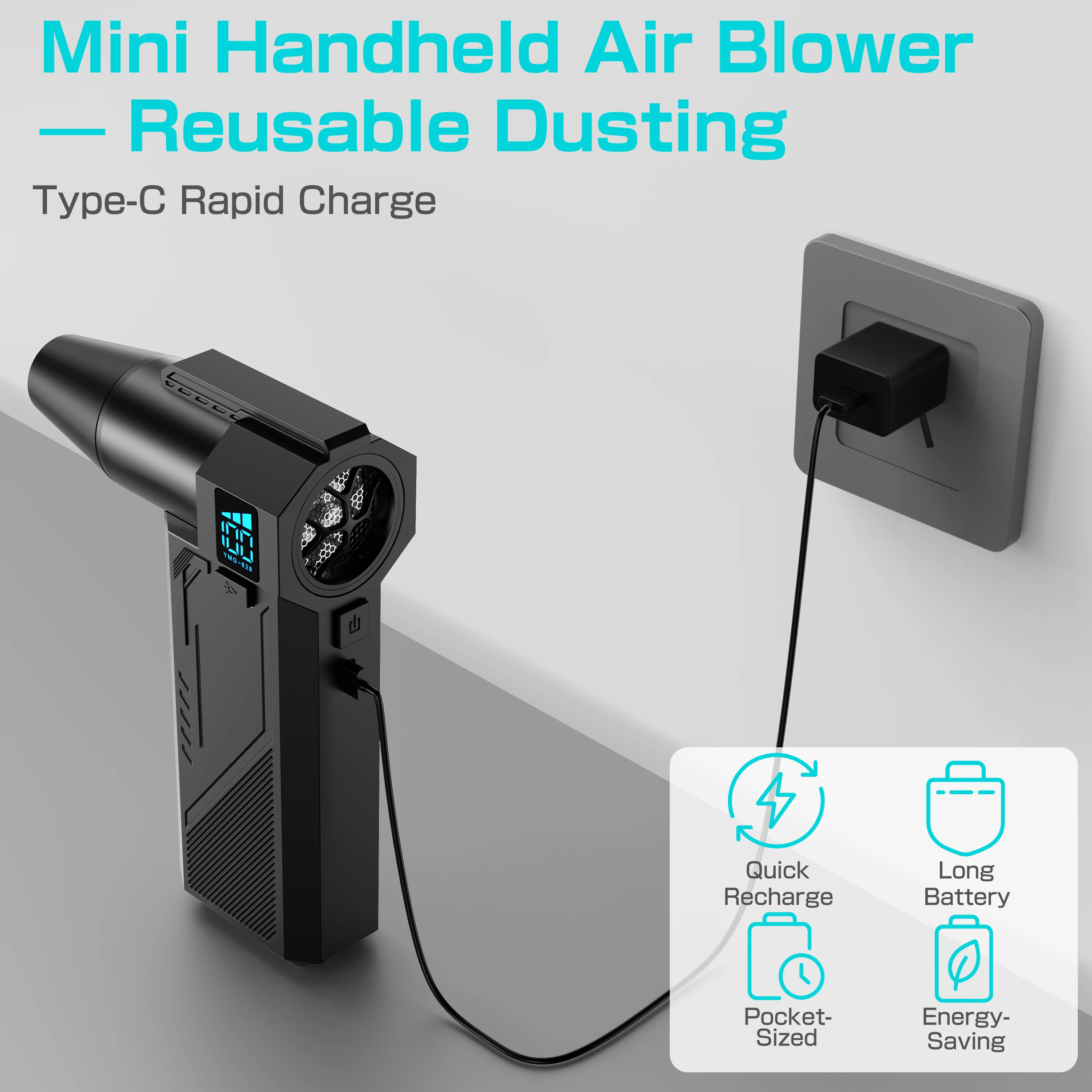 High Speed Type-C Charging 2025 With Brush Powerful Air Blower Cleaning Blower Tool Handheld Turbo Blower Jet Fan Violent Fan