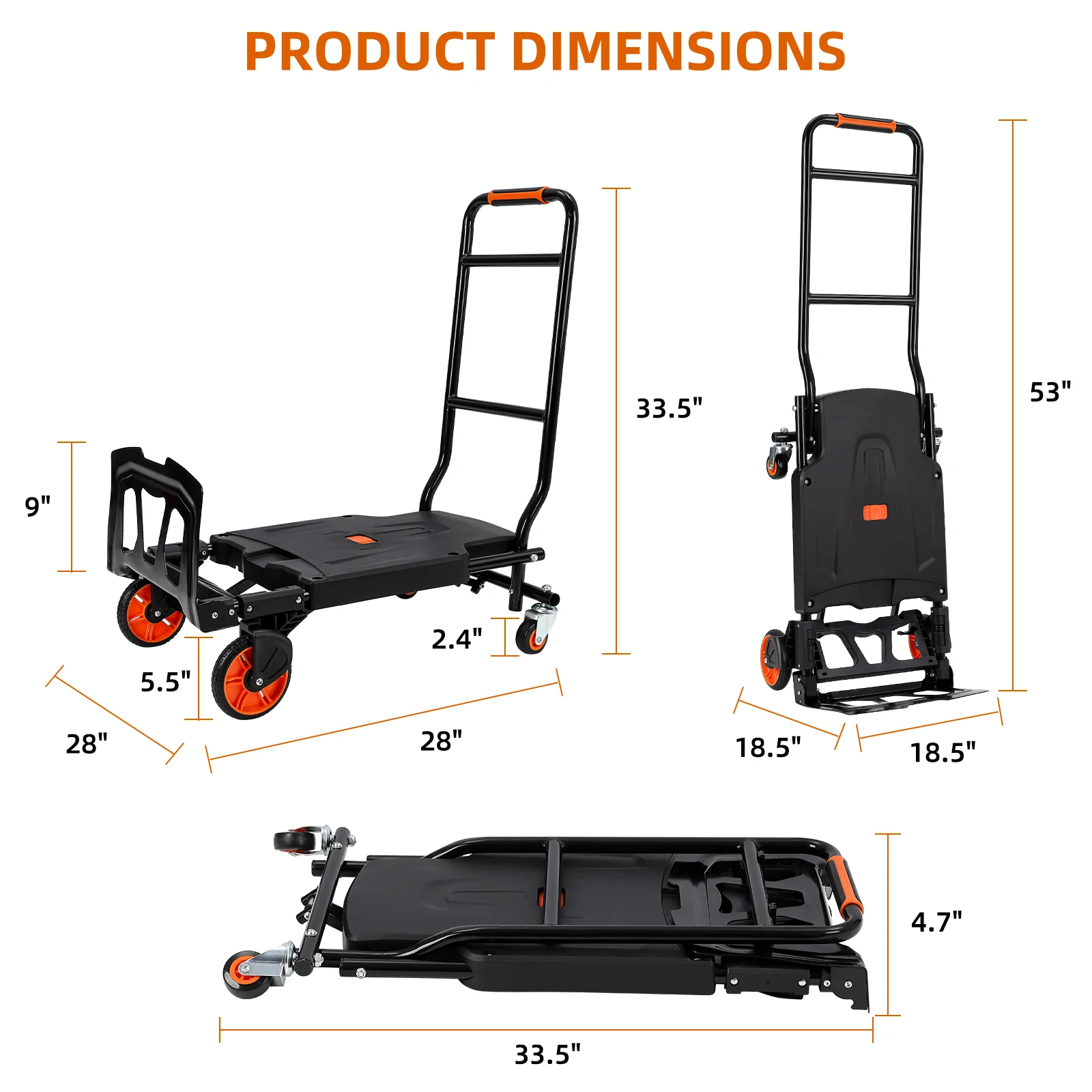 1 transportador multifuncional dos en uno de hierro + PP 92*65*46Cm