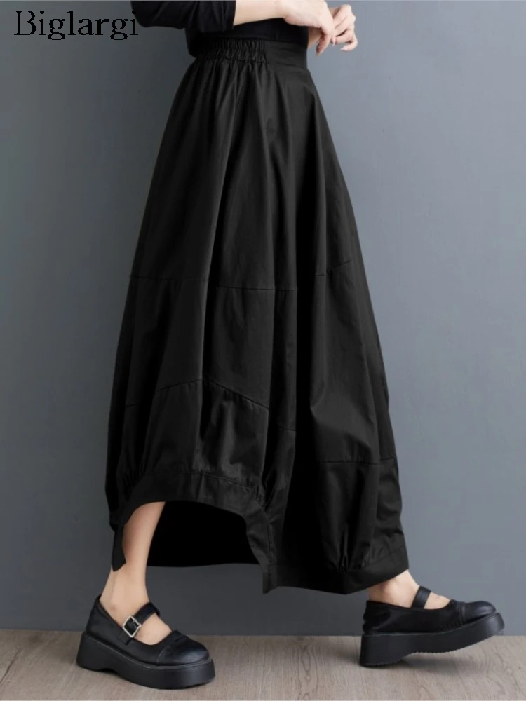 

Негабаритная летняя осенняя длинная юбка-фонарик, женские нерегулярные свободные плиссированные женские юбки, повседневные модные женские юбки