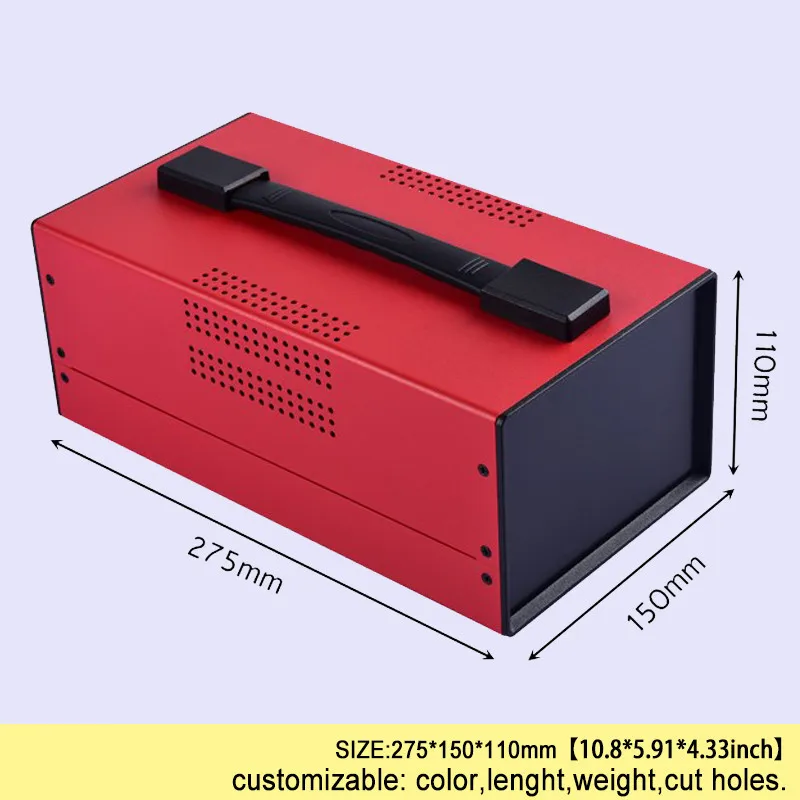 275x150x110mm DIY Electrical Junction Box Iron Electrical Enclosure Box Handle Electronic Project Case Iron Instrument Box