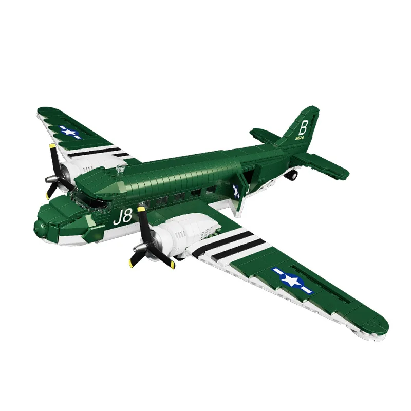avion-de-transport-c-47-modele-de-blocs-de-construction-avion-de-transport-militaire-americain-skytrain-avion-de-fret-modele-reduit-jouets-en-briques-cadeau