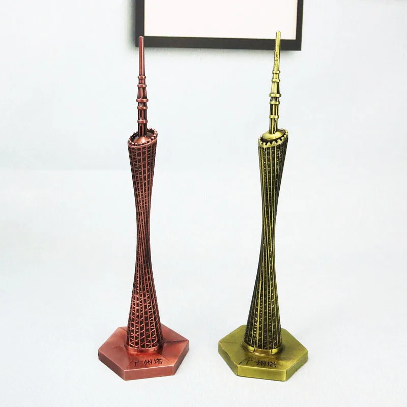 Metal Canton Tower Model Guangzhou CHINA Landmark Building Tourist Souvenir Home Room Office Desk Decoration Accessories Gifts