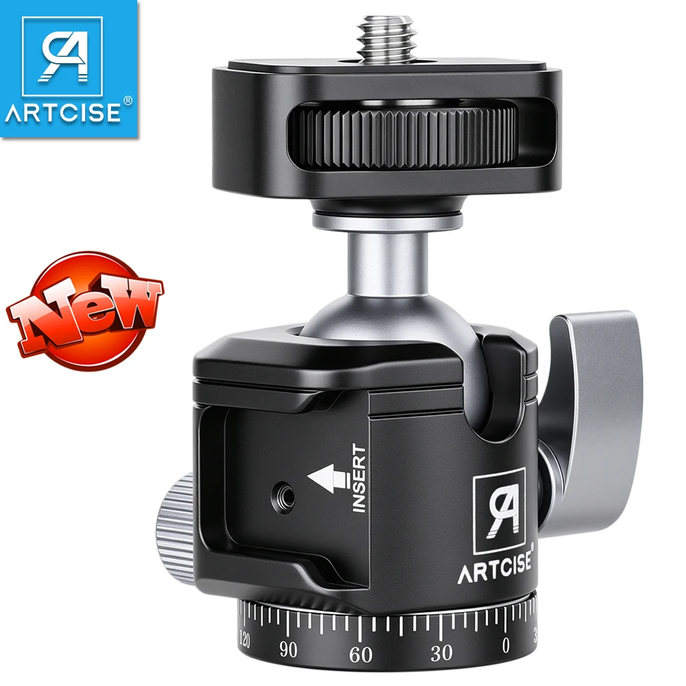 ARTCISE Mini Tripod Ball Head with 360°Panoramic Rotating Base Adapter and Cold Shoe Mount for Cameras, Smartphones Load 2kg