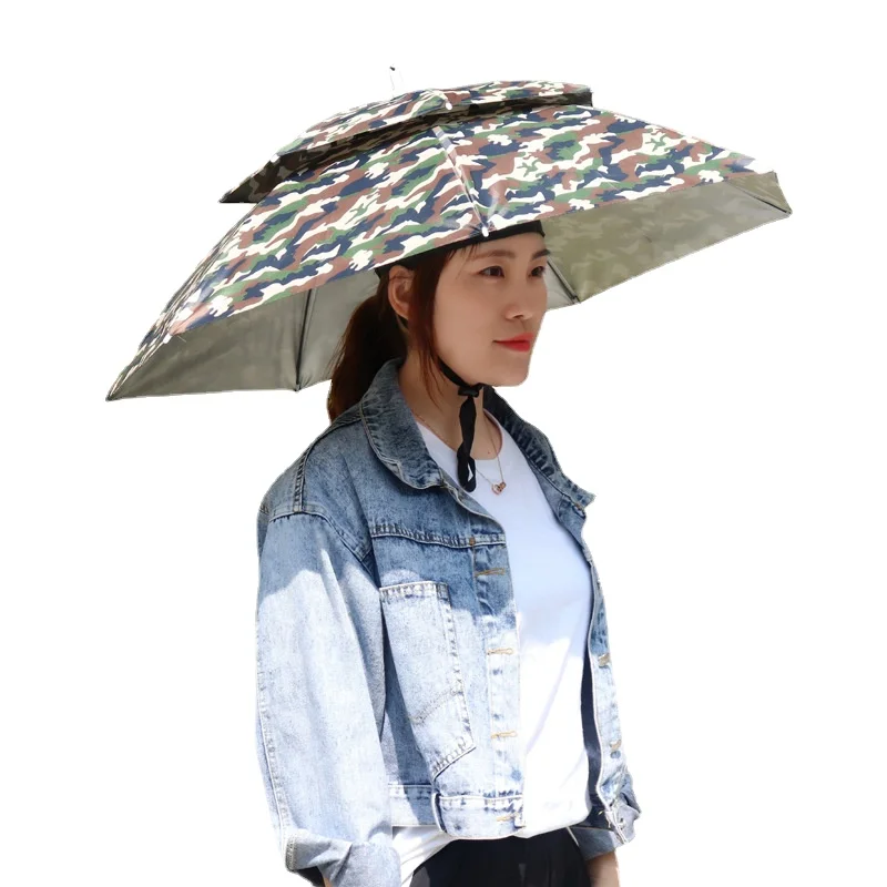 Rubber Umbrella Cap Fishing Umbrella Head Umbrella Overhead Umbrella Folding Outdoor Fishing Cap Umbrella Hat