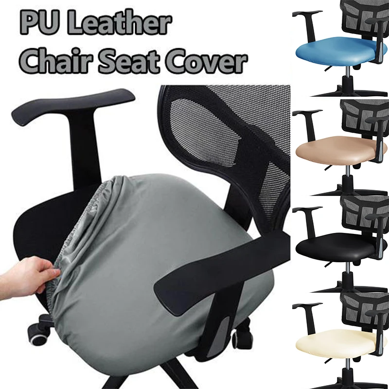 PU Leather Chair Seat Cover Elastic Computer Chair Seat Cover Waterproof Office Chair Seat Cover Chair Slipcover