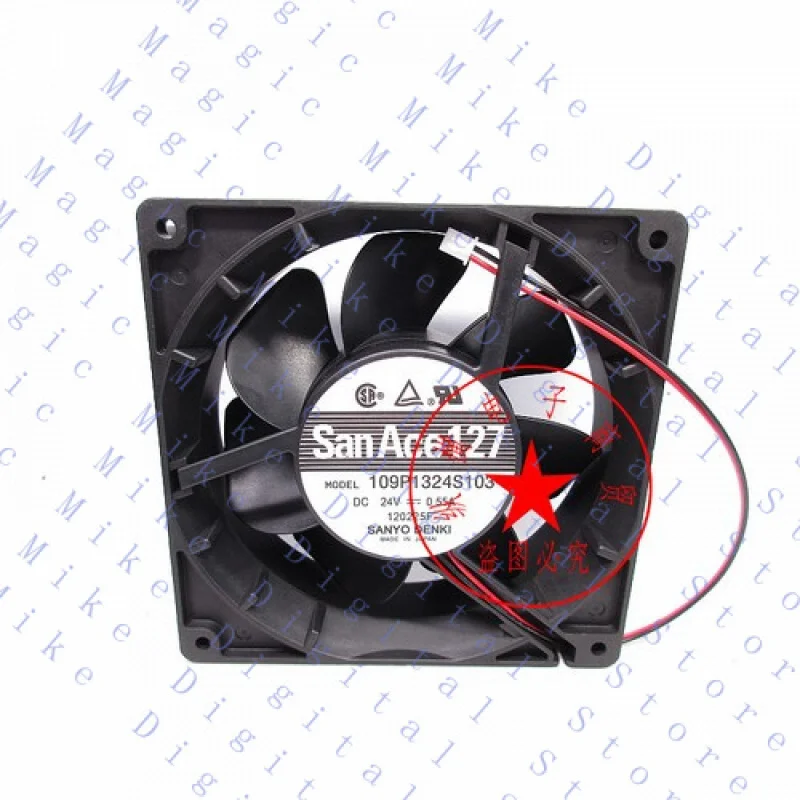H  1 PCS FOR SANYO Fan 109P1324S103 DC 24V 0.55A 127*127*38MM 2 wire cooling fan