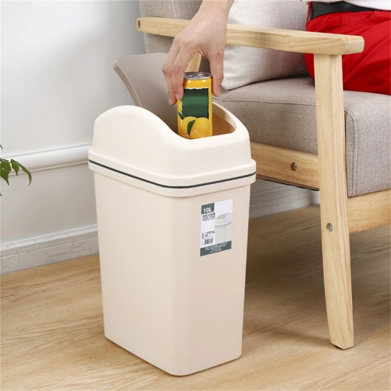 Trash Can with Swing Lid Sealed Large Waste Basket Garbage Bin for Kitchen, Bathroom, Desk Side Disposal