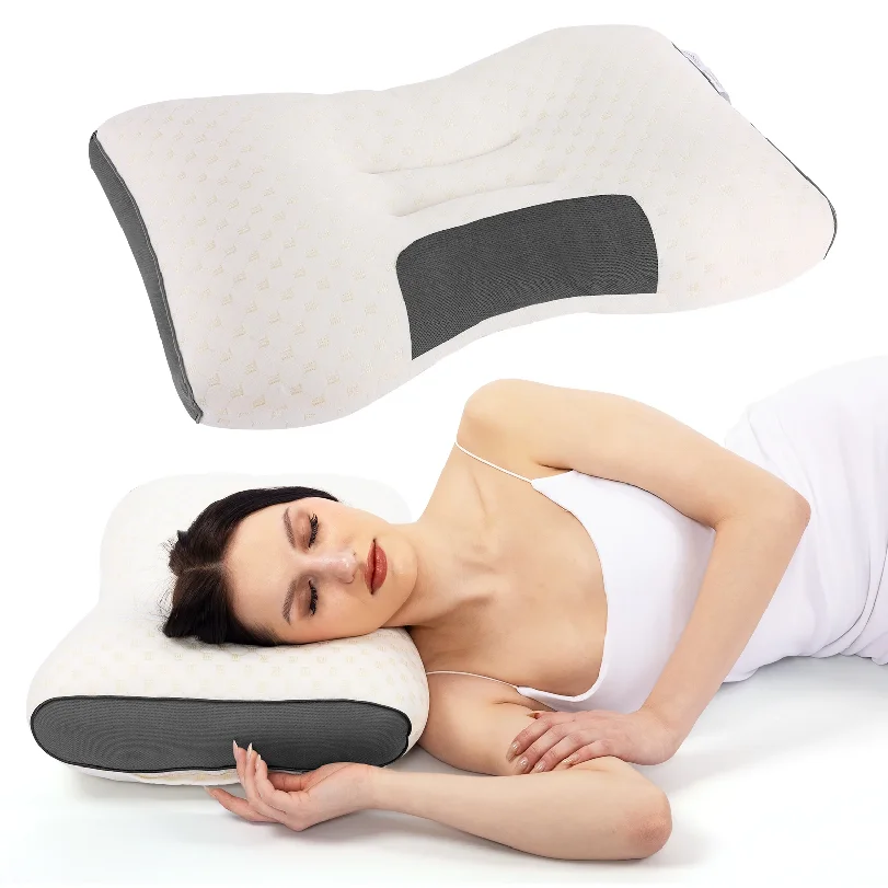 Ergonomic Knitted Memory Foam Neck Pillow Removable Washable Cover Orthopedic Support Sleeping Pillow Holiday Gift