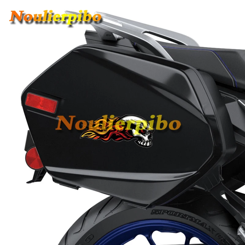 2 X PVC Vinyl Sticker Car Trolley Case Computer Glass Door Motorcycle Helmet Flame Skull Sticker Personality Fashion Sticker