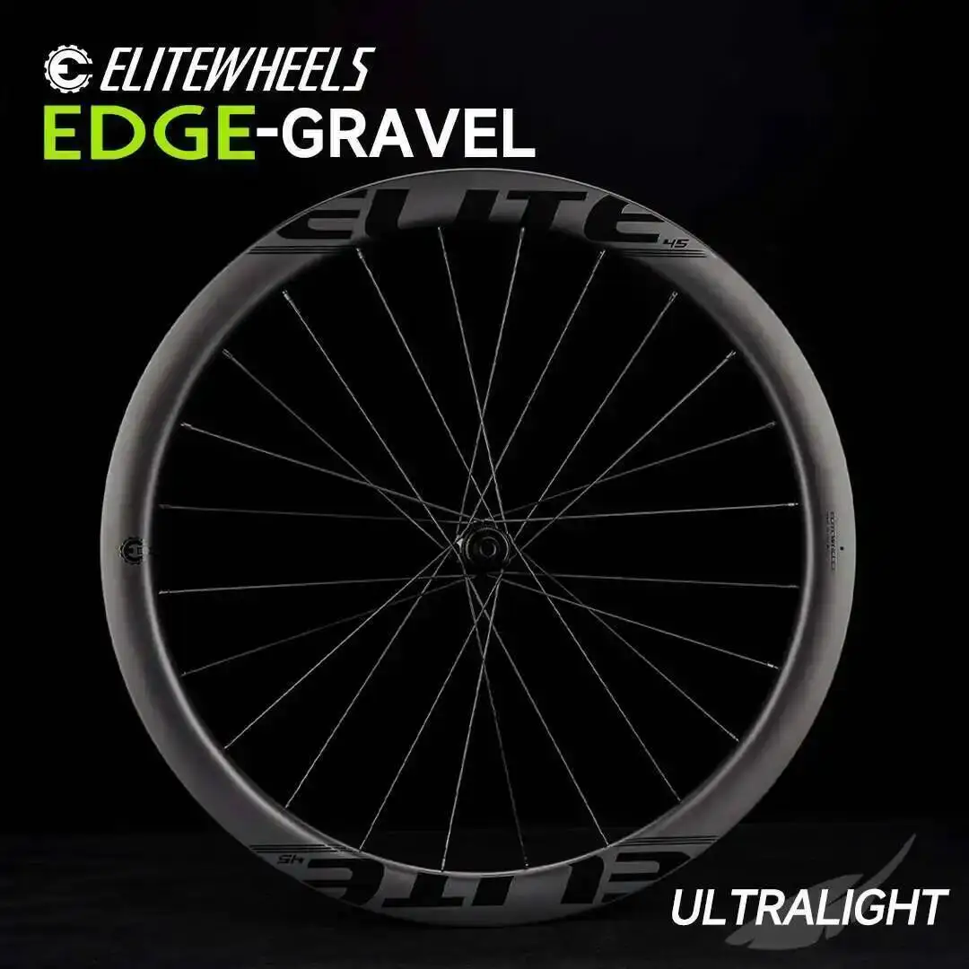 

ELITEWHEELS EDGE Gravel Wheels Ultralight 1356g Road Disc Carbon Wheelset RIM Depth 45mm HUB Wing 20 Spoke For Racing Bike