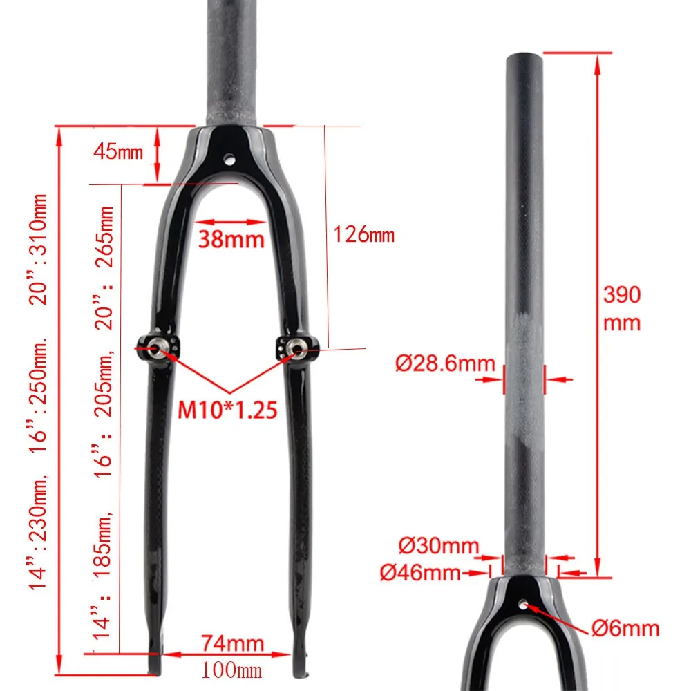 Full Carbon Fiber Folding BMX Bicycle Fork V Brake, 451 20\