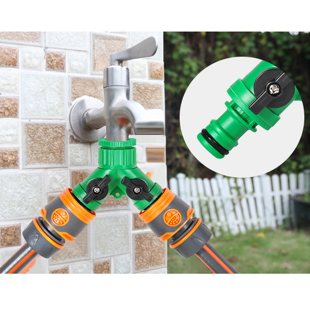 Dual Outlet Valve Garden Hose Splitter For Plant Maintenance Efficient Water Management Individual On Off Valves