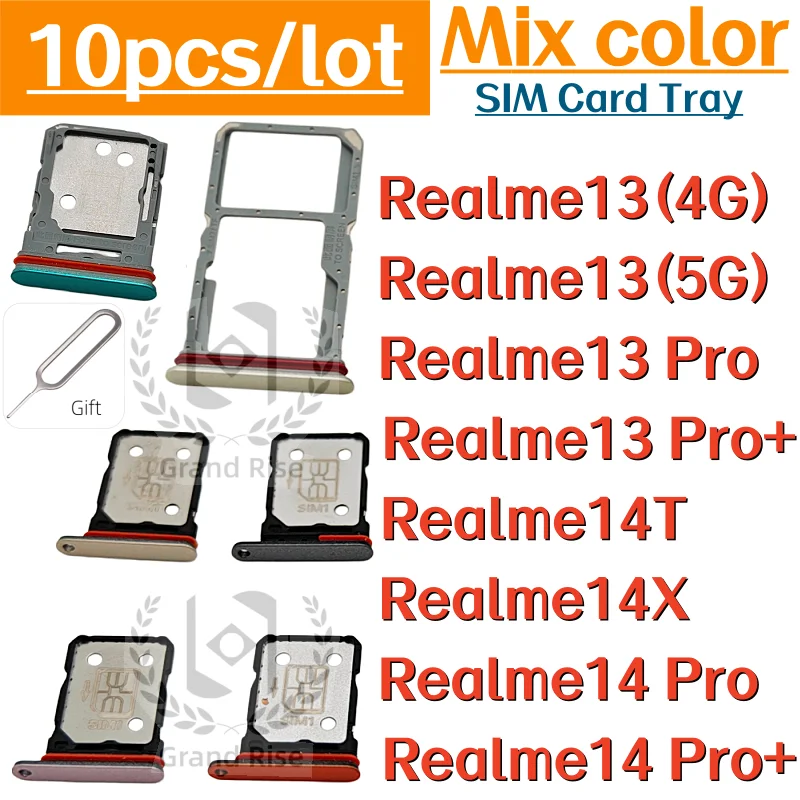 10 piezas/lote bandeja para tarjeta SIM para Realme13 Realme13Pro+ Realme14T Realme14X Realme14 Pro + Plus 4G 5G, piezas de repuesto