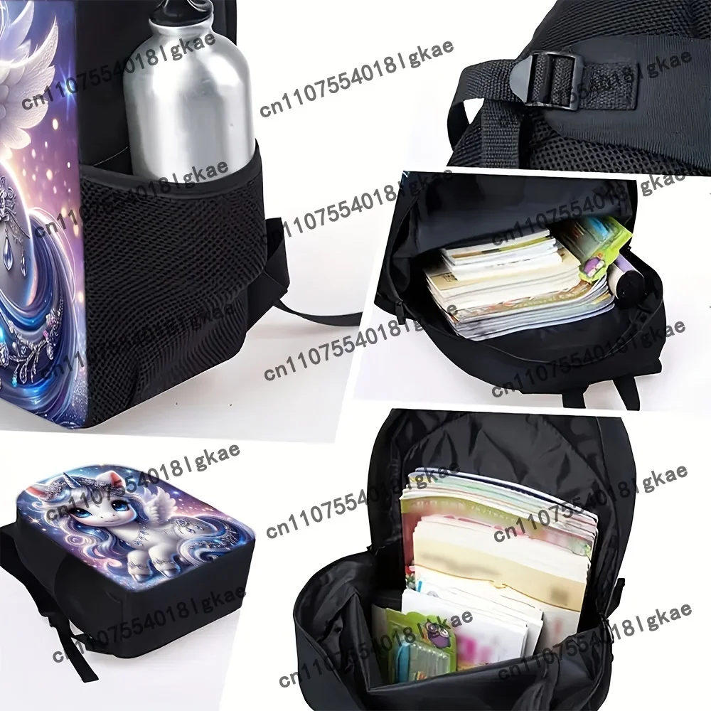 3pcs Unicorn Backpack Set for Boys & Girls - Cute School Bag, Pencil Case, And Lunch Box with Vibrant Unicorn Design, Durable Fa