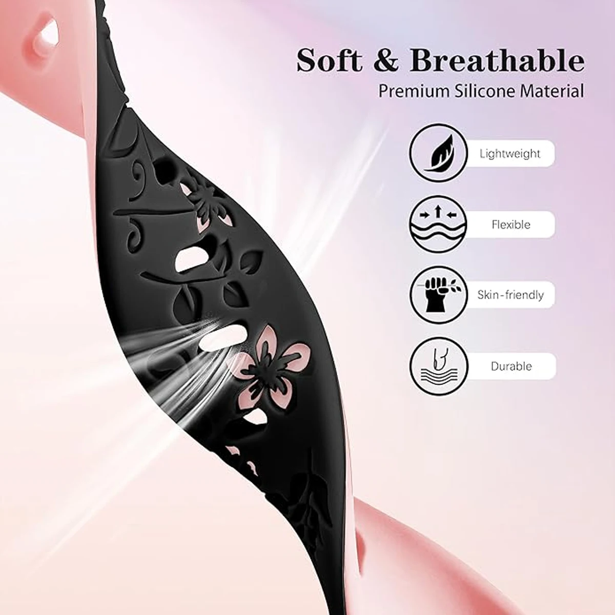 New Silicone Flower 3D Engraved Strap for Xiaomi Band 9 NFC Smart Watch Breathable Watchband for Xiaomi Band 8 NFC Bracelet