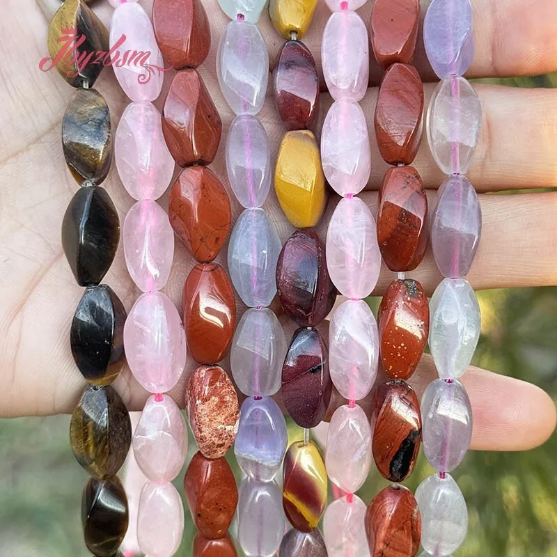 

8x16mm Natural Fluorite Quartz Jasper Twist Shape Stone Beads For DIY Necklace Bracelet Earring Jewelry Making 15" Free Shipping