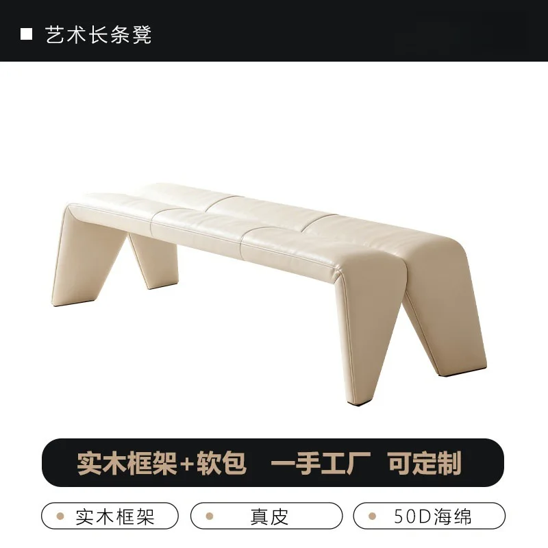 LH footbench bedroom, bedroom-equipped with a light luxury velvee long bench footfootbench