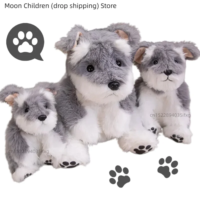 

30/45/60 см милая плюшевая игрушка для собаки шнауцера, реалистичная кукла для домашних животных, щенков, мягкая кукла-собака, подушка для сна, детский подарок на день рождения
