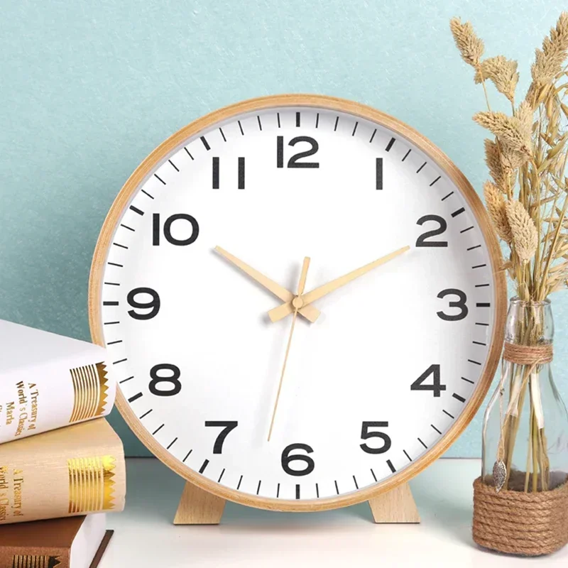 Large Desktop Clock Wood Wall Clock Living Room Modern Desk Table Clocks Home Silent Bedroom Wall Watches Home Decor Gift