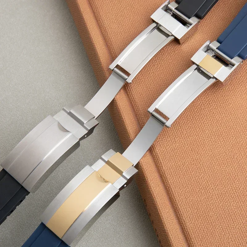 ل رولكس حزام أعماق البحار ساكن السماء ساكن حزام الساعات أضعاف مشبك الوصول 20 مللي متر المطاط الناعم مع نهاية منحنية لين