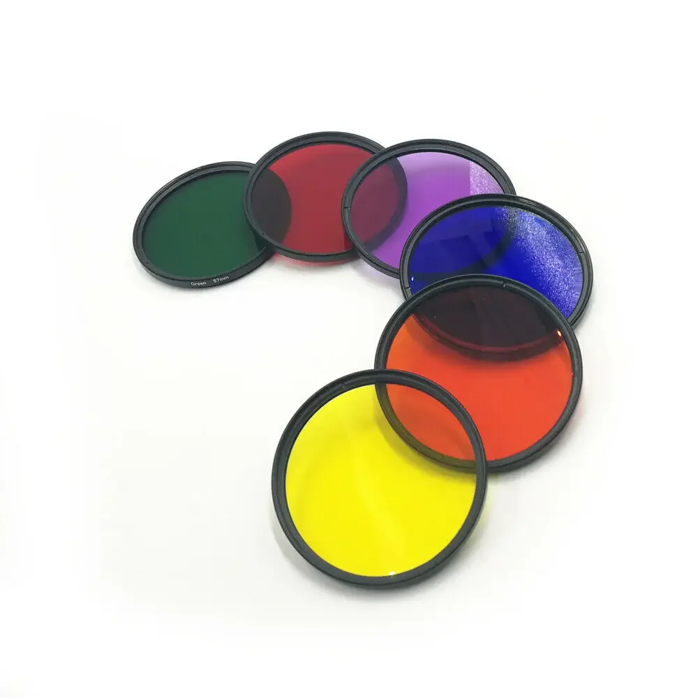 DSLR Camera Lens Color Filter Set Red Orange Yellow Green Blue Purple Various Sizes Compatible with Canon - 15 Piece Multicolor