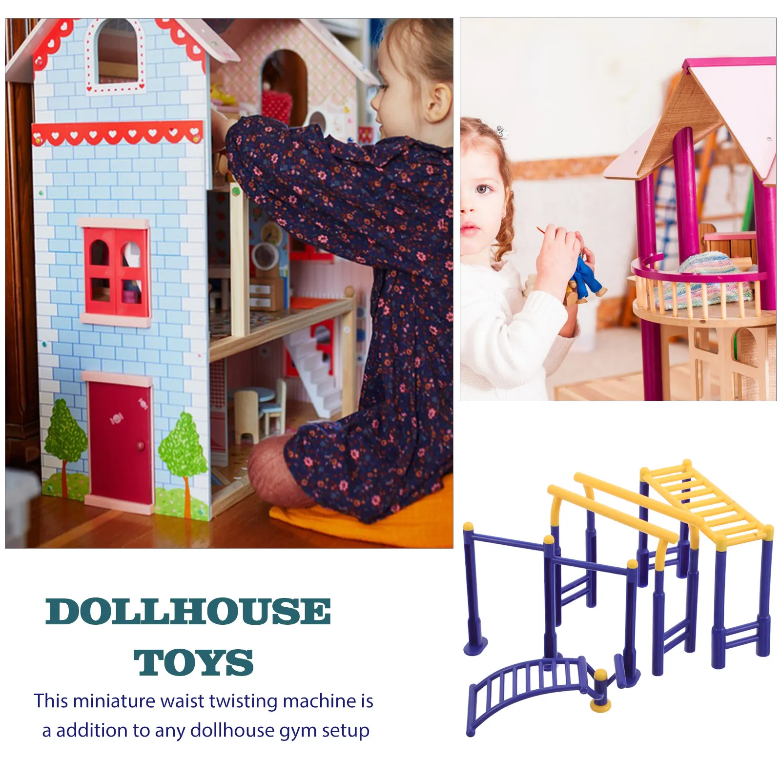 3Pcs Miniature Gym Equipment Realistic Outdoor Fitness Set Horizontal Bar Waist Twisting Dollhouse Accessories Sand Table
