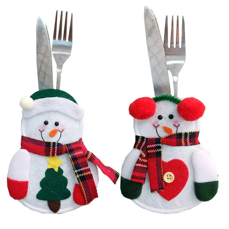 Christmas Cutlery Cover Table Dinner Decor Santa Claus Snowman Elk  Knifes Folks Bag Holder Xmas Decoration For Home 4 Pcs/Lots