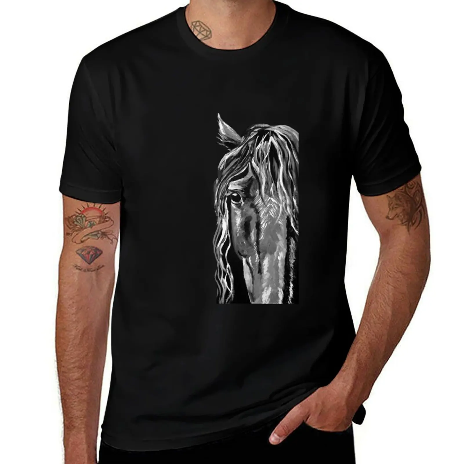 

shirt anime for t man for shirts Friesian man t shirts t graphic man cotton Silhouette T-Shirt
