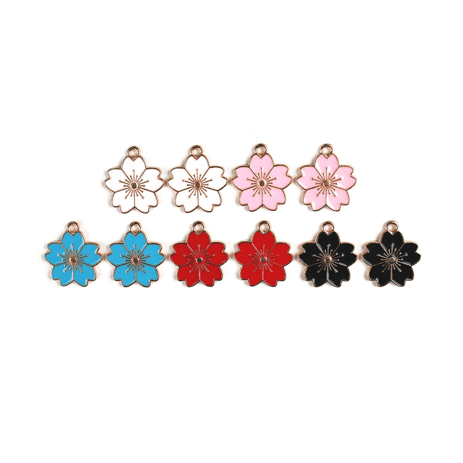 

Ethnic 5 Color Enamel Flower Charm Pendant for DIY Bracelet Keychain Necklace Bangle Jewelry Making 10 Pcs/Lot