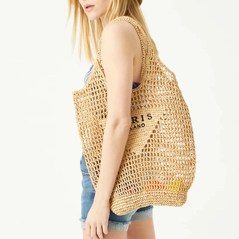 

Hollow Handheld Woven Bag for Women, Cotton Rope, Net Bag, Handmade, Women's Grass, Summer, New, 2024