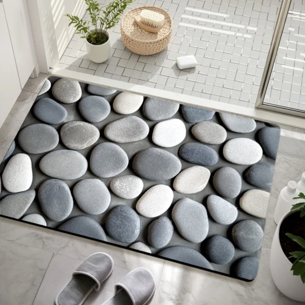 

Creative Non-Slip Cobblestone Carpet Dirt Resistant Scrubbable Area Rugs Super-Absorbent Diatom Mud Laundry Decor Balcony