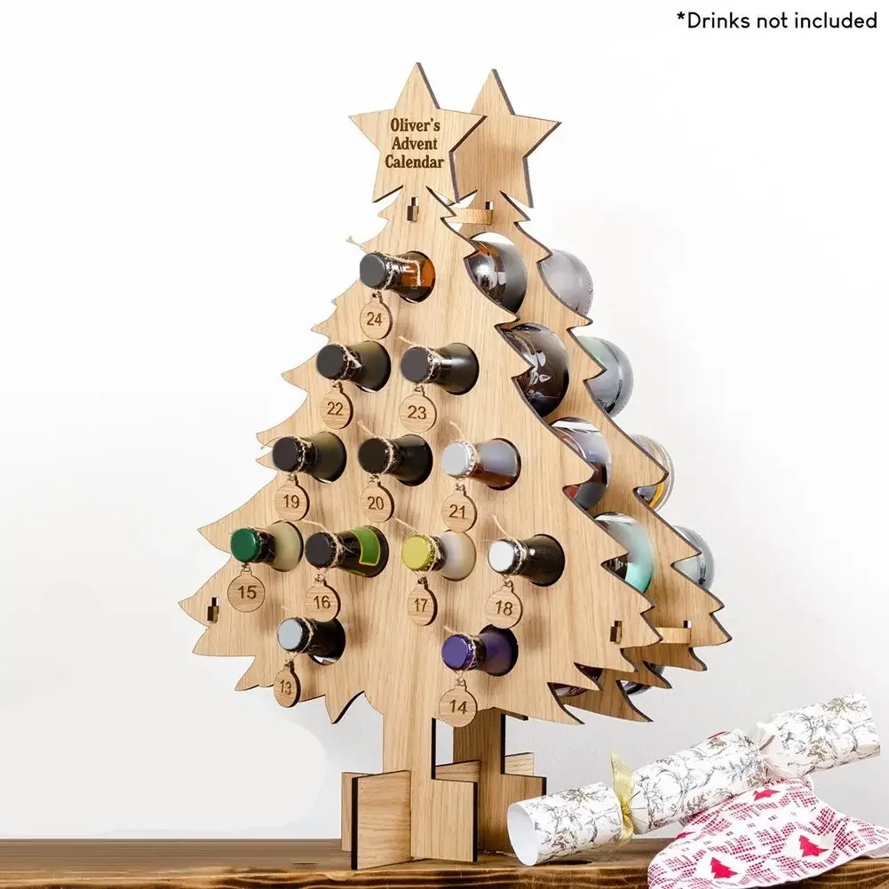 New Christmas Tree-Adult Advent Calendar Holiday Wine Rack Wine And Spirits Gifts Christmas Decoration Home Calendars Decor