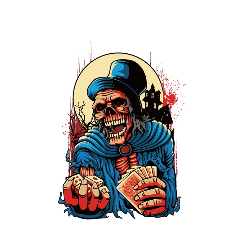 Y607# Self-adhesive Decal For Halloween Poker Game Car Sticker Waterproof Auto Decors on Bumper Rear Window Laptop