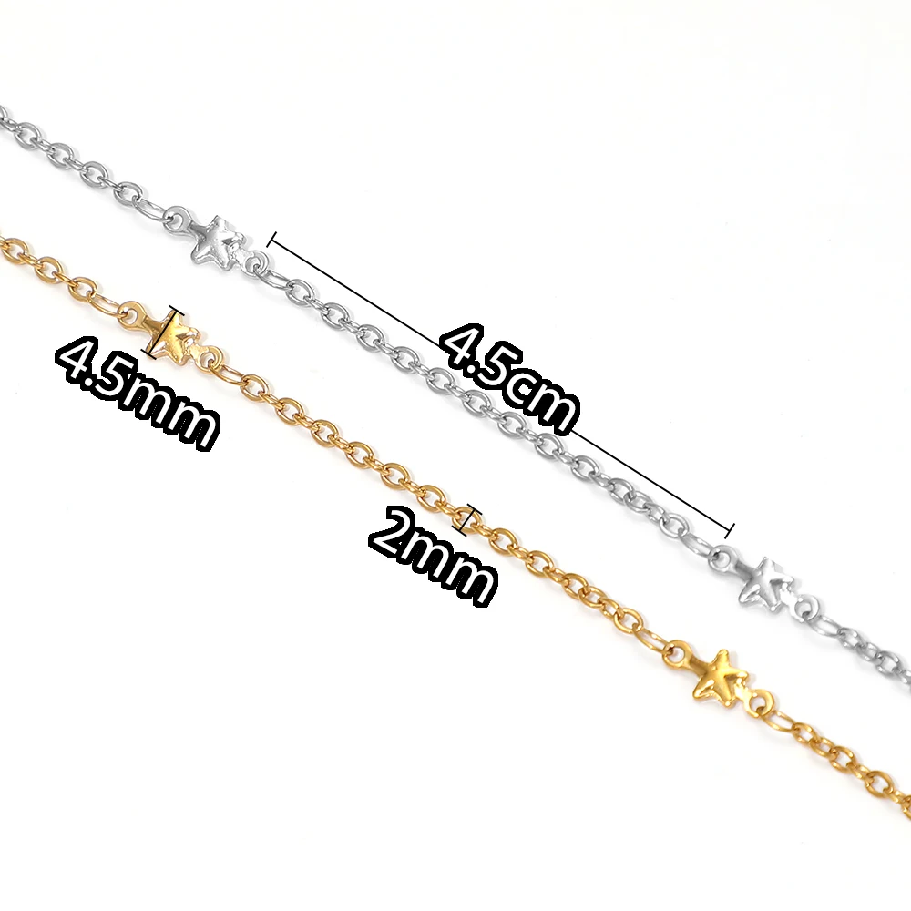 2 Meter Edelstahl vergoldete Sternketten für modische Halsketten, Ohrringe, Schmuckzubehör, DIY-Schmuckherstellung für Damen, Armbänder, Großpackung – Detail 3