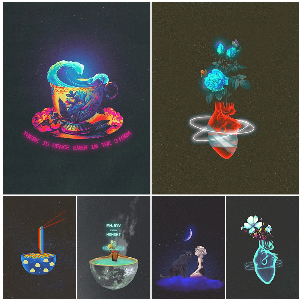 

Pearls,Copper Pot,Teapot,Heart,Butterfly And Flowers Vintage Wall Art Canvas Painting Surreal Fantasy Art Poster And Print Decor