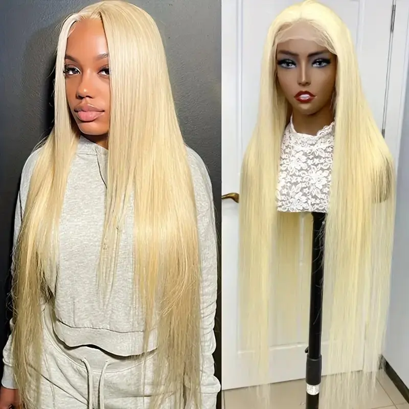 

YKB 30 40 Inch Lace Front Wigs Human Hair 613 Blonde Straight Honey Colored Preplucked 13x6 HD Lace Frontal Wig Indian For Women