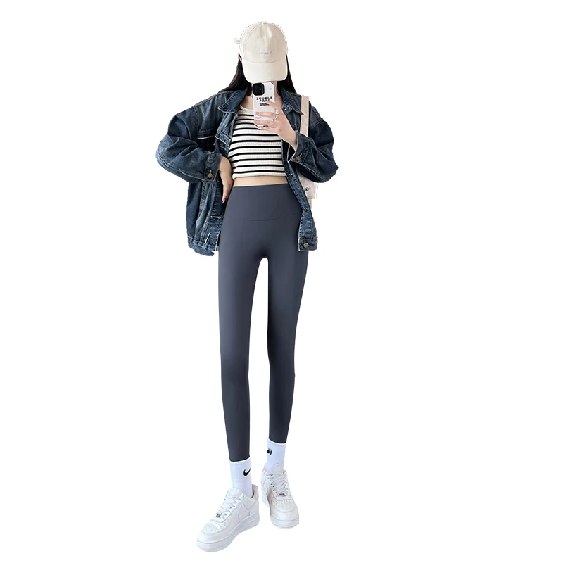 하이웨이스트 요가 팬츠 여성용 피트니스 타이트 보팅 아크 스킨 팬츠 가을 의상 하이웨이스트 롱 트라우저 캐주얼