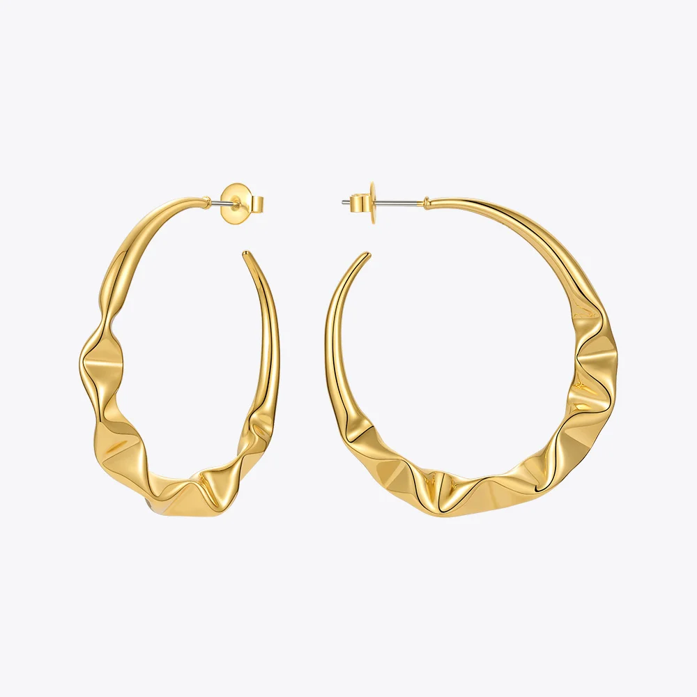 

ENFASHION Irregular Hoop Earrings For Women Gold Color Fashion Jewelry Wave Circle Earring Boucle Oreille Femme Party E211272