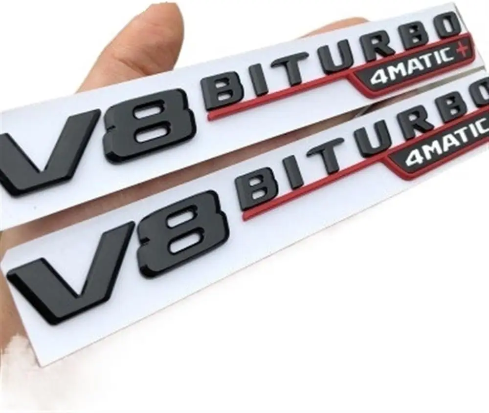 

2pcs 3D V8 BITURBO 4matic+ car fender emblem sticker for AM G w117 c63 w212 e63 w207 w176 a45 x156 gla45 Badge Decal