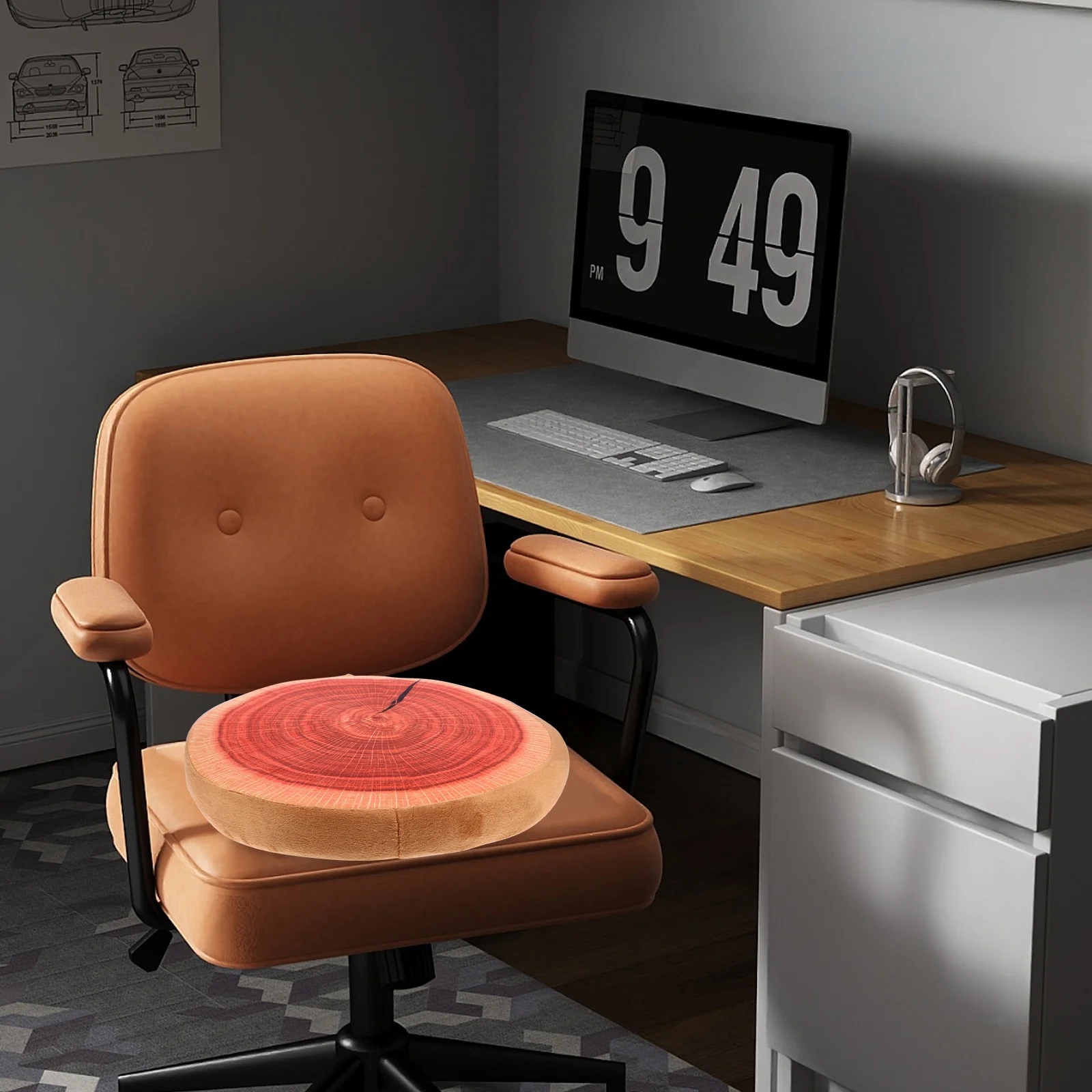 

33Cm Wood Seat Cushion Pillow 3D Fruit Office Sofa Decoration Soft Comfortable Seat Pad Cushion Pillow for Relaxing