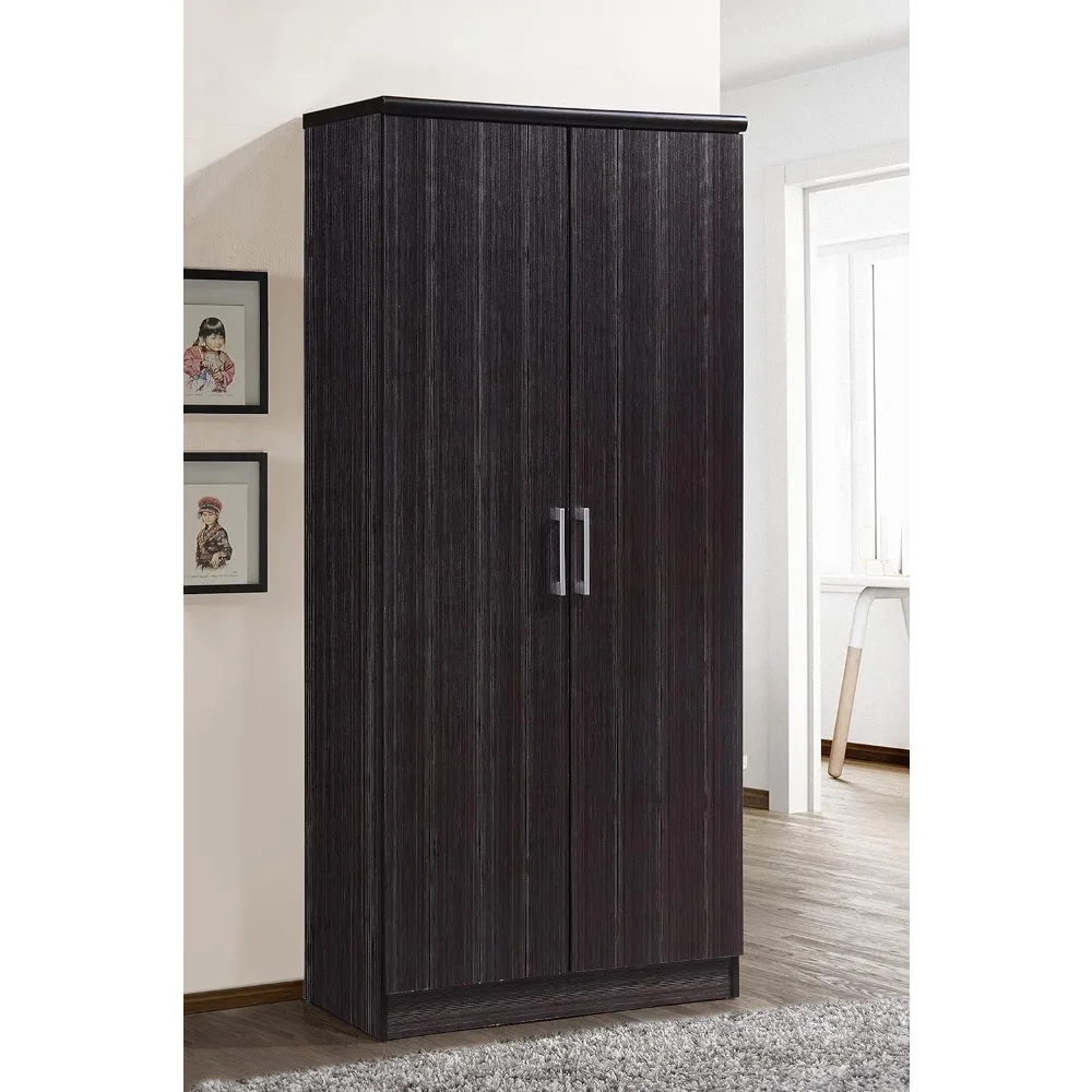 

Furniture 2 Door Wardrobe with Adjustable/Removable Shelves & Hanging Rod, Chocolate, Customized