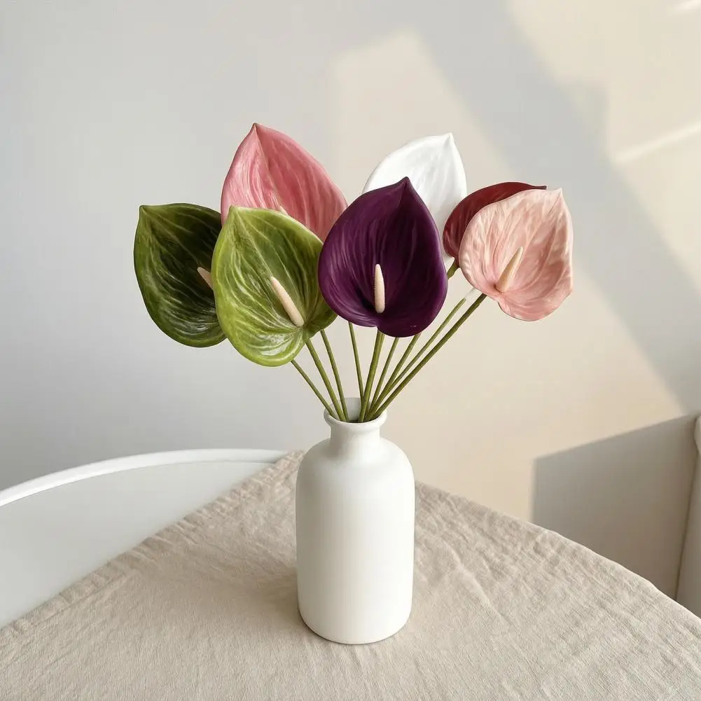 Silk Flower Arrangement Supplies Artificial Flowers Artificial Anthurium Flowers with Flexible Stems Realistic 3d Printed Petals